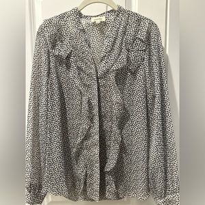 L’agence silk black and white heart deconstructed blouse, size L